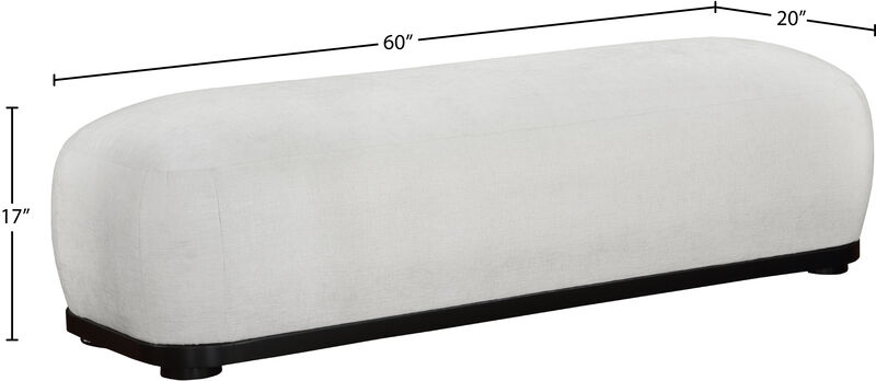 Meridian Furniture Calum Cream Chenille Fabric Bench