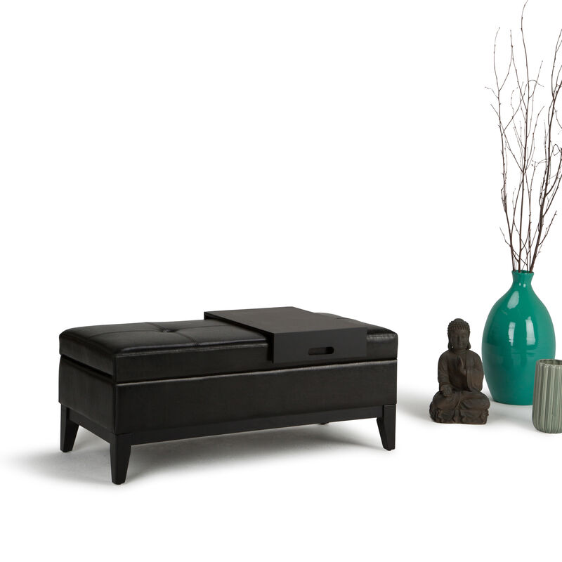 Simpli Home Oregon Storage Ottoman Bench with Tray image number 2