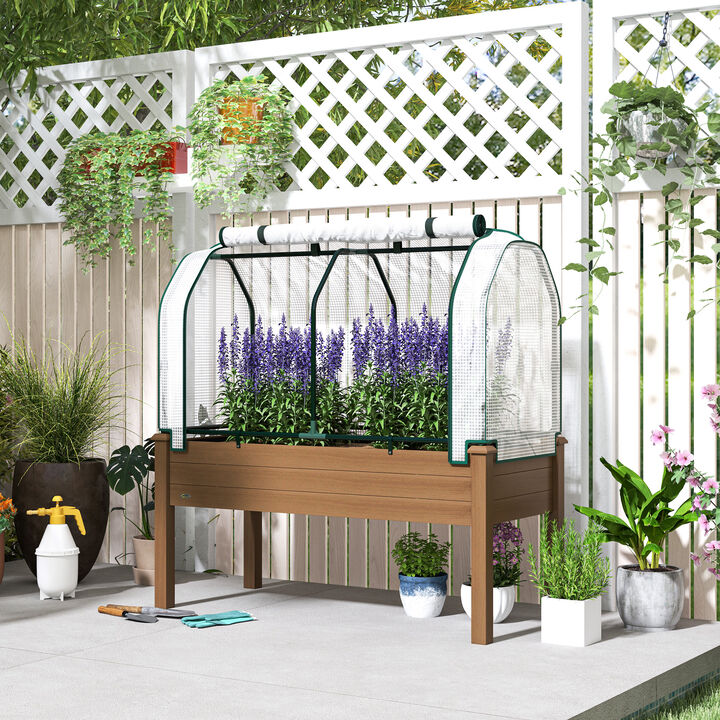 Hivvago Outdoor Raised Garden Bed with Greenhouse Cover Planter