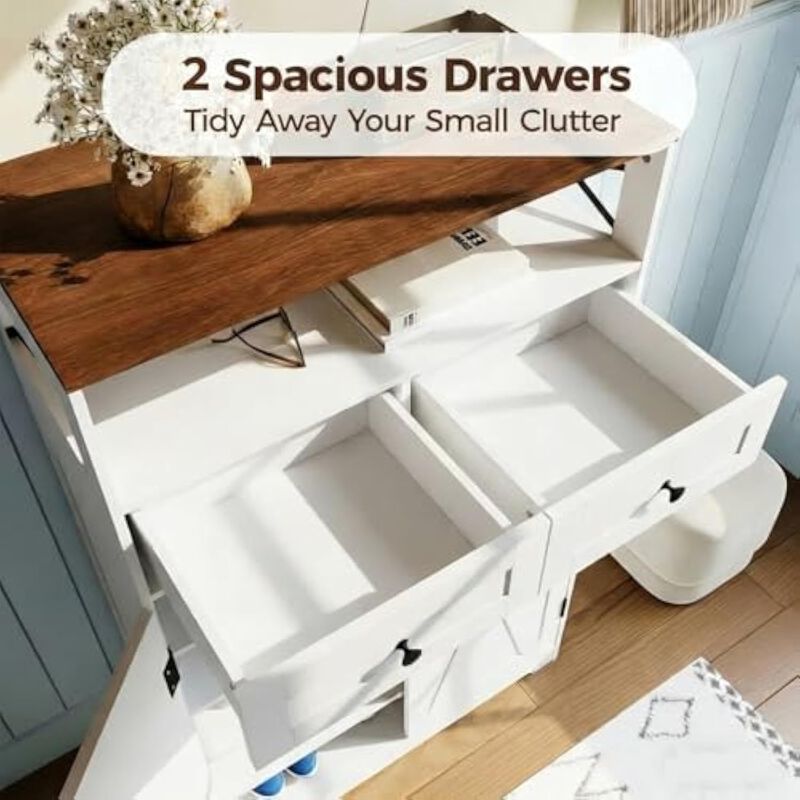 Slim Entryway Shoe Storage Cabinet Adjustable Shelves White image number 3