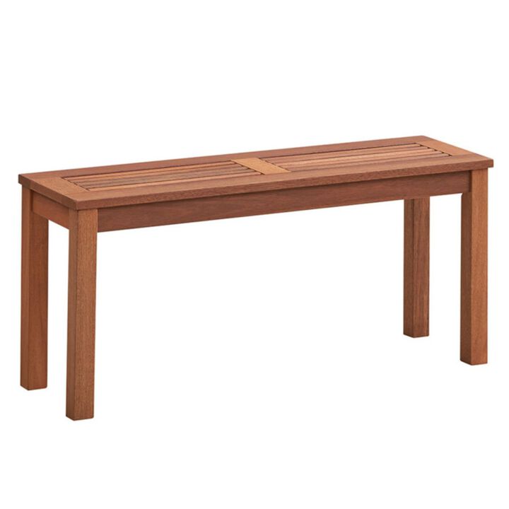 Hivvago 2-Seater Patio Backless Dining Bench with Breathable Slatted Seat