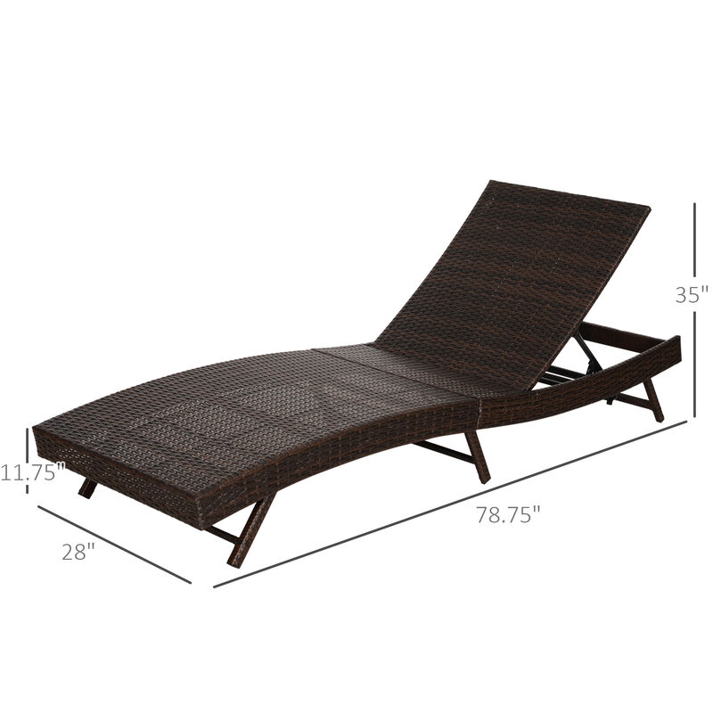 Hivvago Patio Rattan Sun Lounger with 5-Position Recline image number 2
