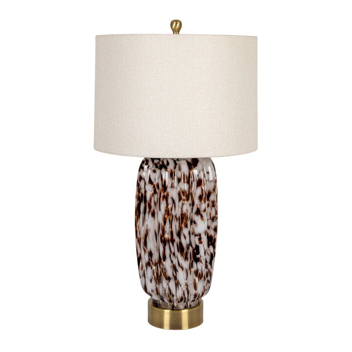 Art Glass Table Lamp with Gold Base