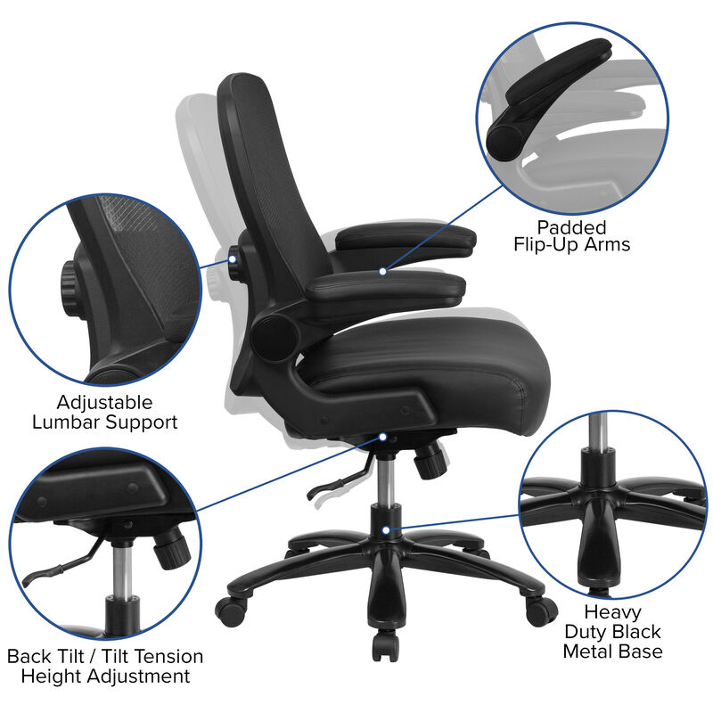 Flash Furniture  Hercules Series Big & Tall 500 lbs . Executive Swivel Chair with Fabric Seat & Adjustable Lumbar image number 5