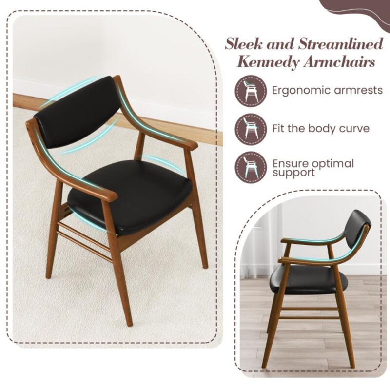 Hivvago Wooden Dining Chair Set of 2 with Padded Seat and Back