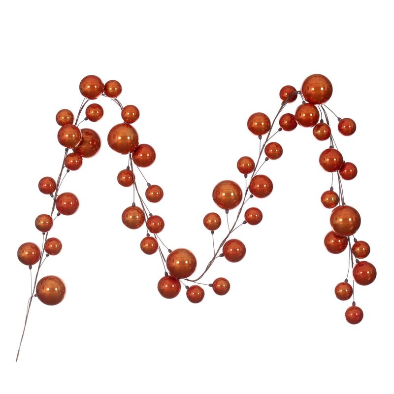 Vickerman 10' Burnished Orange Pearl Branch Ball Wire Garland. image number 0