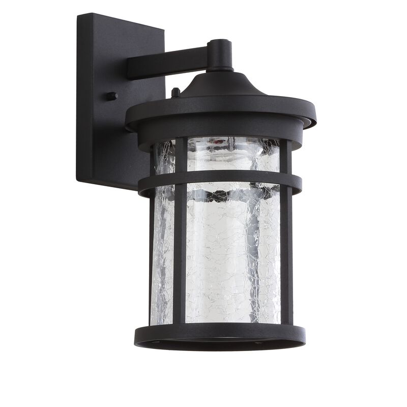 Campo 7.75" Outdoor Wall Lantern Crackled Glass/Metal Integrated LED Wall Sconce, Black