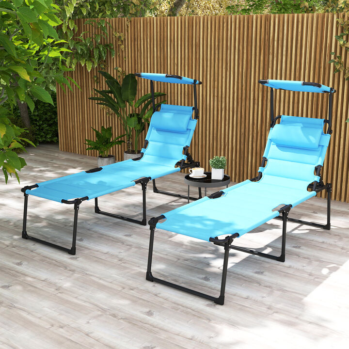 Hivvago Outdoor Chaise Lounge Chairs with Sun Shade and Cushions - Set  of 2