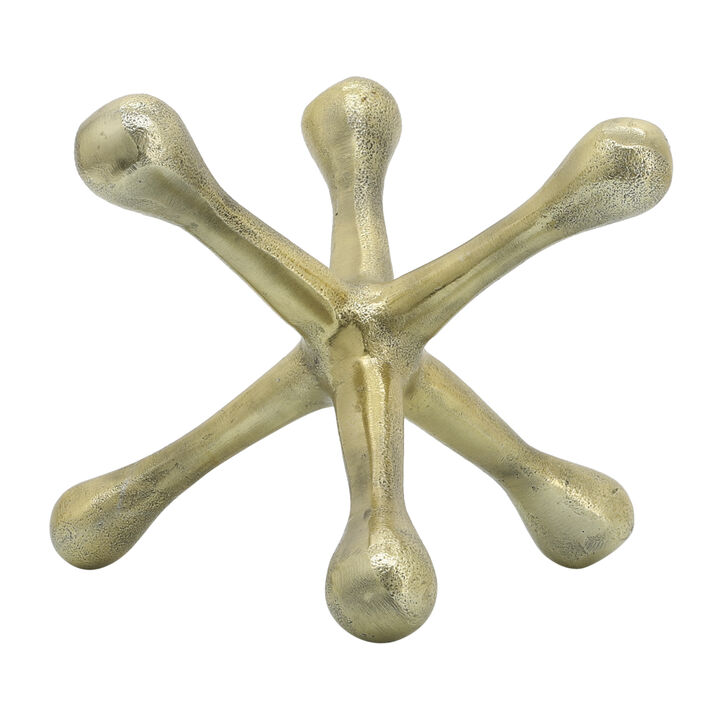 Gold Metal Jacks Sculpture 9"