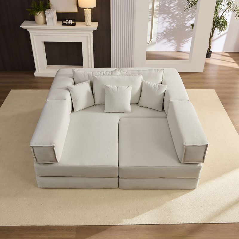 Merax Oversized Upholstered Sectional Sofa Couch Set