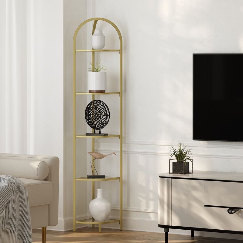 Corner Display Shelf with Tempered Glass for Living Room Decor image number 3