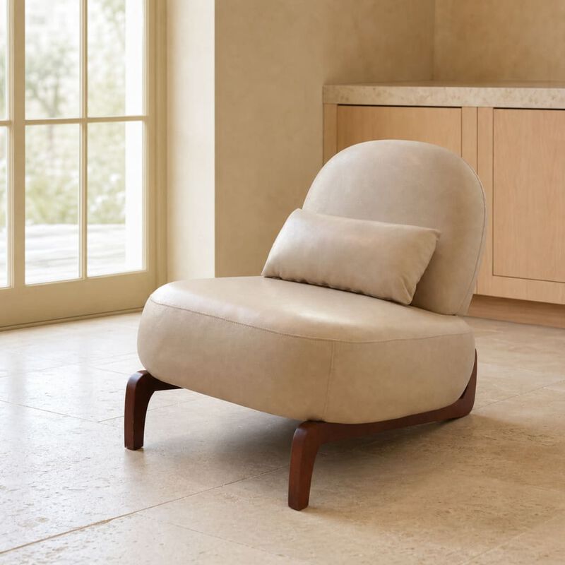 GOODSILO Armless Accent Chair with Plush Cushion and Solid Wood Legs, Soft Upholstered Seating for Living Room Bedroom Apartment Balcony Waiting Room image number 2