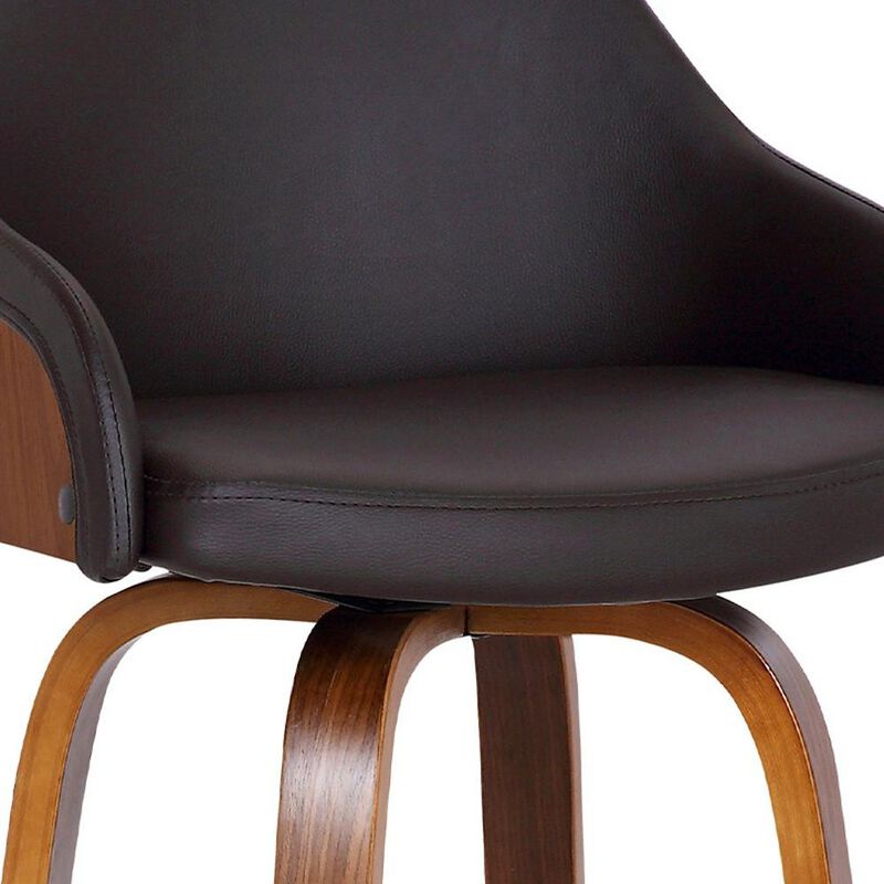 Hivvago 30 Inch Brown Iron Swivel Low Back Bar Height Bar Chair