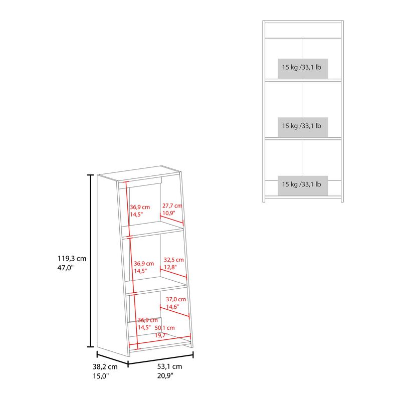 Gakona Bookcase, 3 shelves, Black