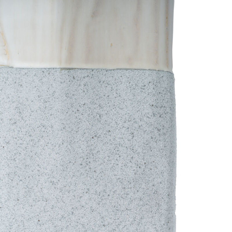 HomeRoots 12" Brown Light Blue And Off White Color Block Square Ceramic Table Vase image number 3