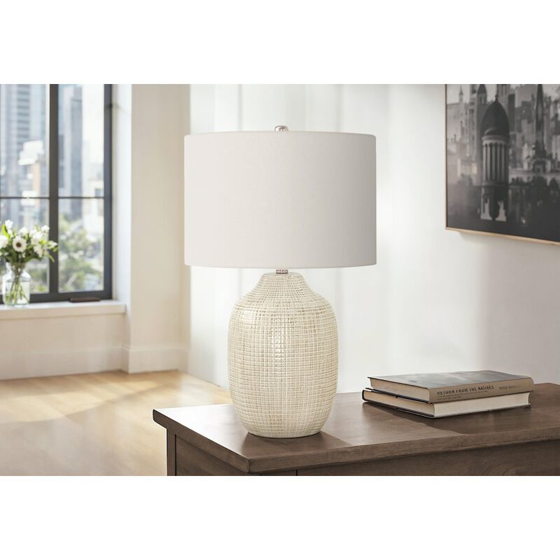 ="Lighting, 26""H, Table Lamp, Cream Ceramic, Ivory / Cream Shade, Contemporary
