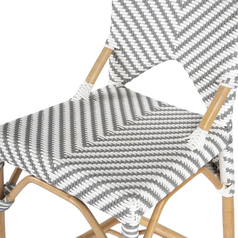 Butler Specialty Creanly Rattan 25 Counter Stool, Gray and White