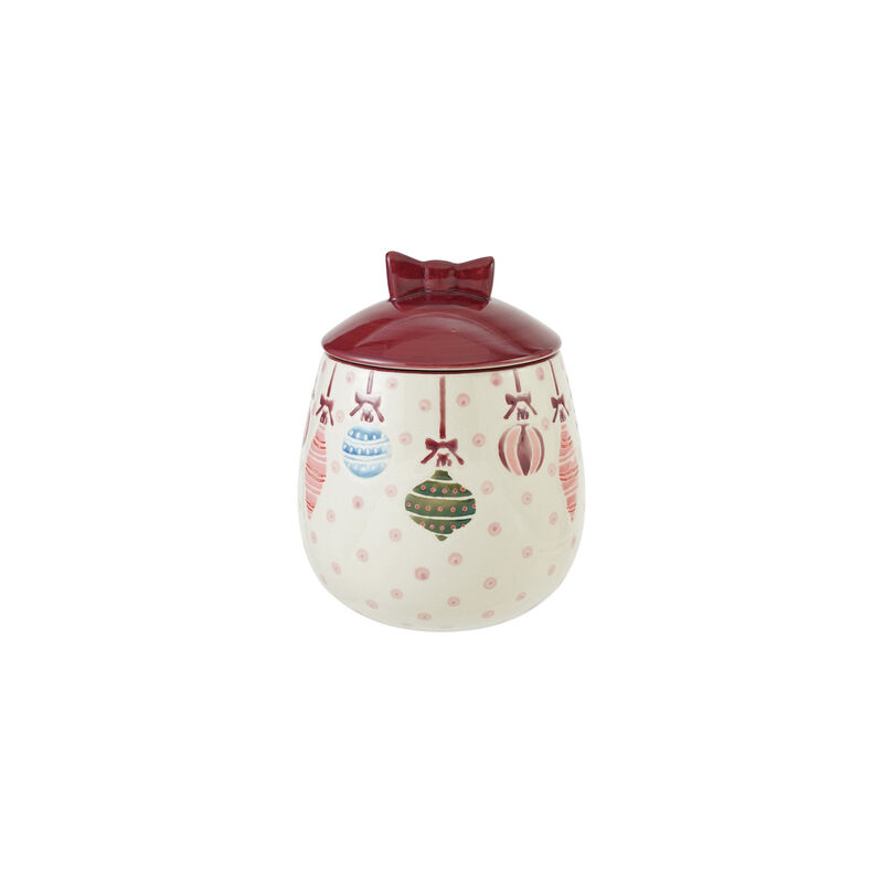 Artisan Wax Relief Stoneware Jar with Dotted Lid image number 0