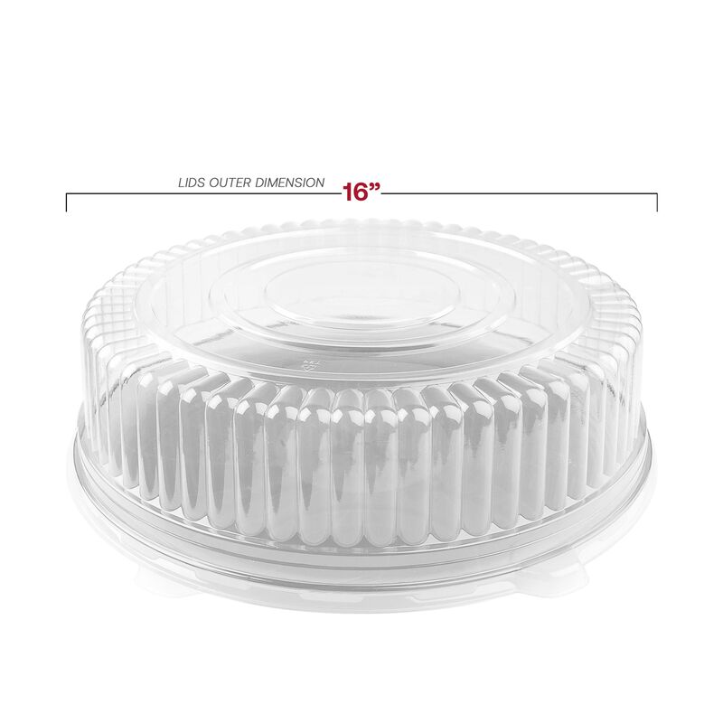 16" Clear Round Plastic Tray Lids (25 Lids) image number 3