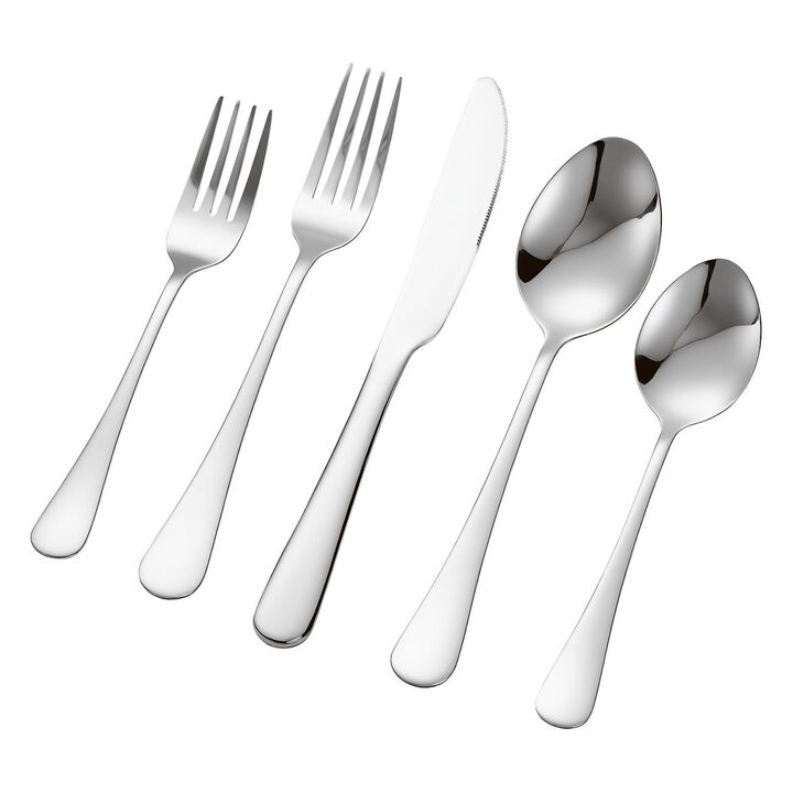 Flatware Set for 6, 30-Piece Stainless Steel Utensil Set for Dining and Kitchen