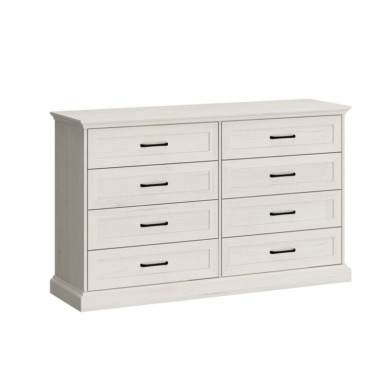 FUFU&GAGA 8-Drawer Dresser, Wide Wooden Storage Chest with Metal Handles, Large Capacity Organizer for Bedroom， (54.6" W x 33.1" H x 15.7" D),Rustic White