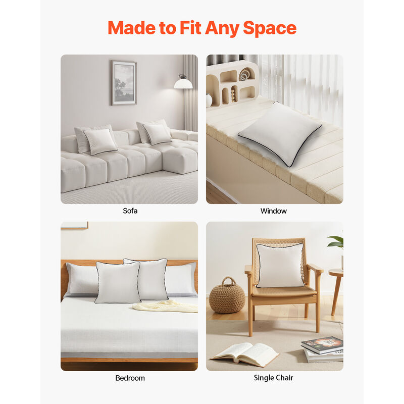 20 x 20 in Throw Pillow Inserts Pack of 2 White Down Alternative Pillows Square image number 5