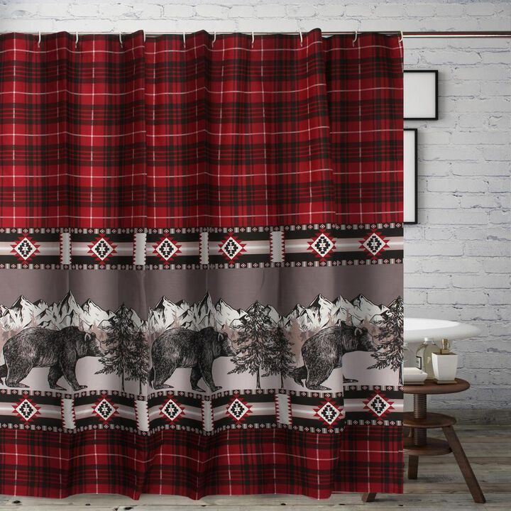 Greenland Home Fashions Timberline Bath Shower Curtain - 72x72", Red