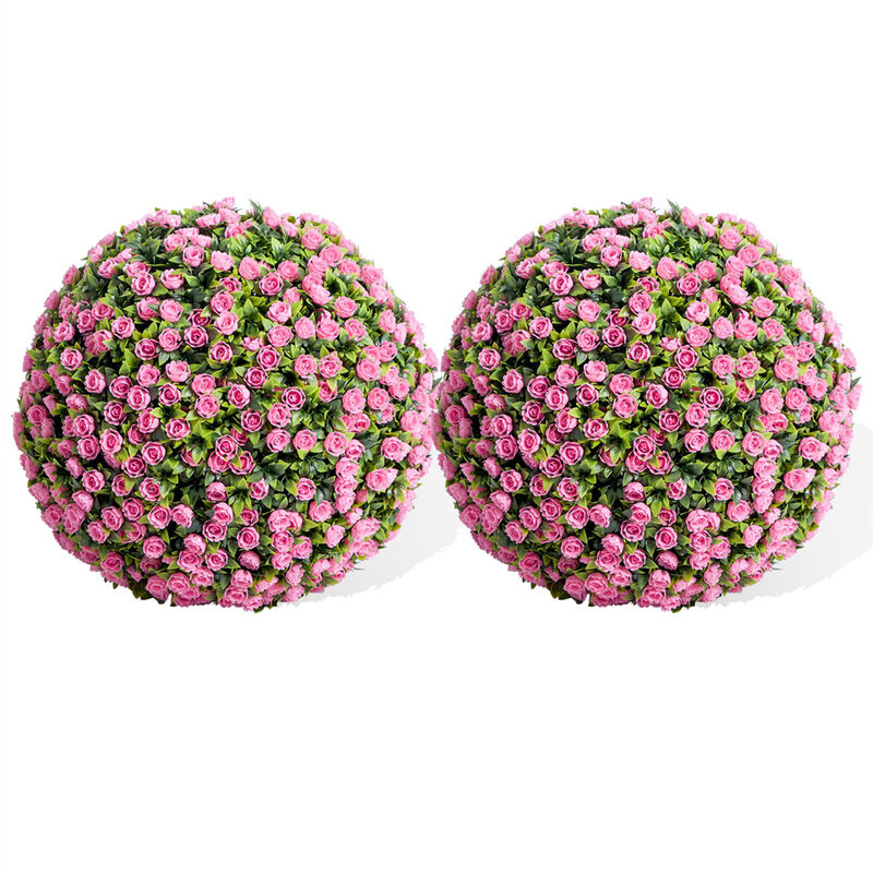 Artificial Topiary Flower Balls, Set of 2 Decorative Topiary Balls Hanging Grass Ball image number 0