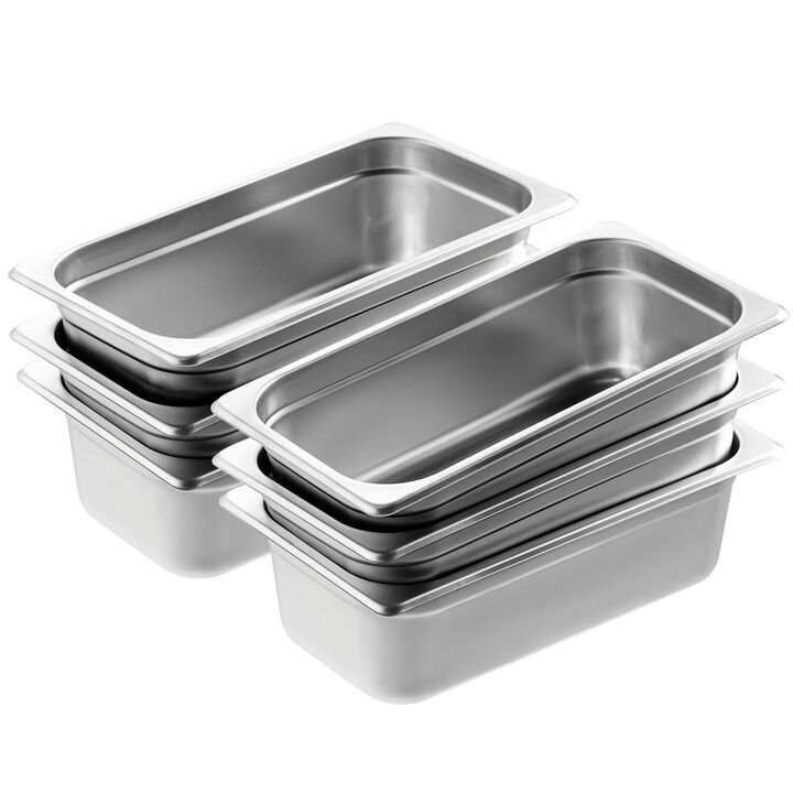 VEVOR 6 Pack 1/3 Size Hotel Pans Steam Table Pan Stainless Steel 4" Deep