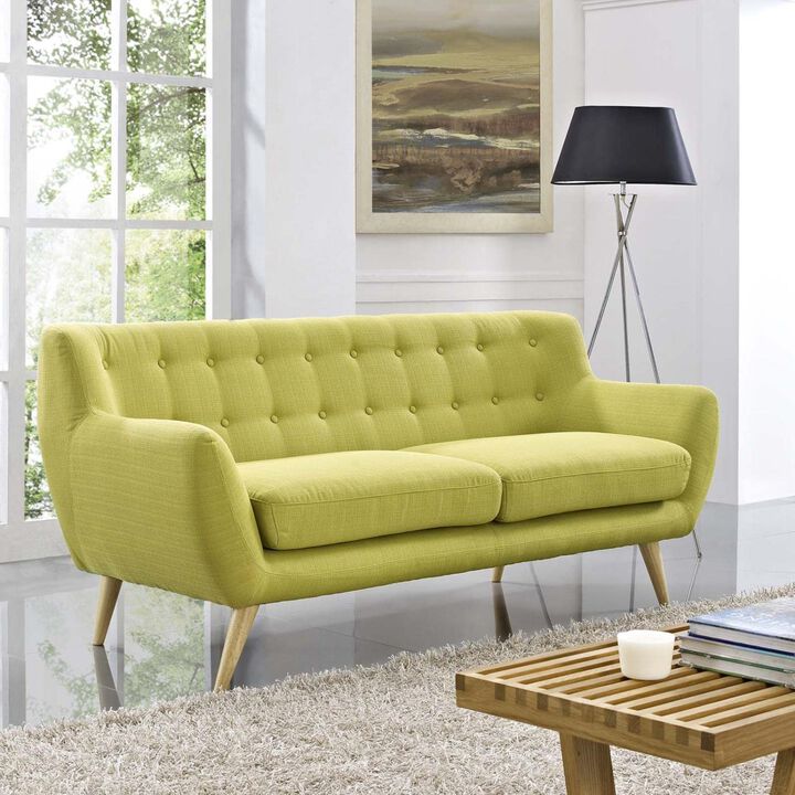 Modway Remark Mid-Century Modern Sofa With Upholstered Fabric In Wheatgrass