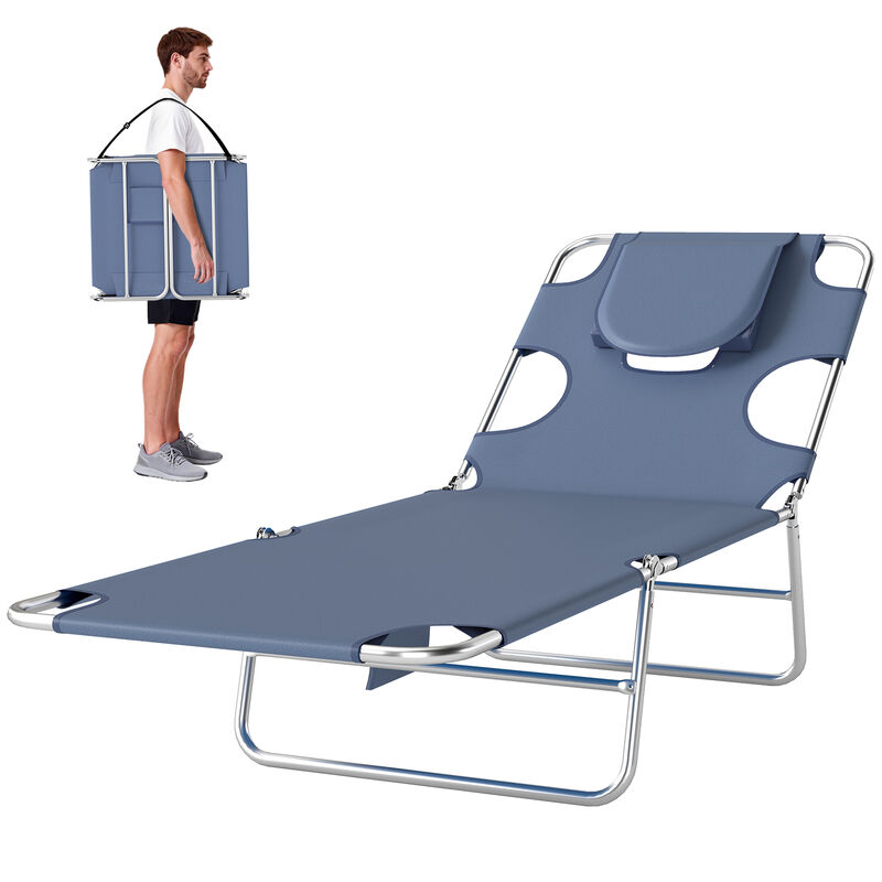 Hivvago Outdoor Sun Lounger with Face Hole and Pillow image number 0