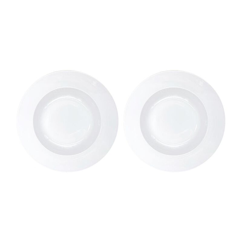 Porcelain Delta dia.11.75" h:2" 24 oz. Round White Porcelain Bowl (Set of 2)