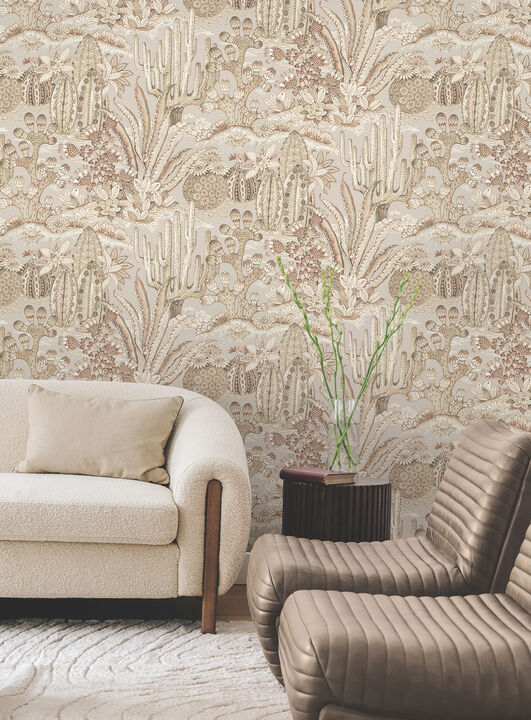 Lotus Land Cacti Baked Clay Wallpaper (Set of 2)