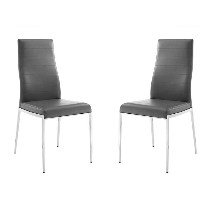 Casabianca Home Firenze Set Of 2 Dining Chair In Gray Pu Leather