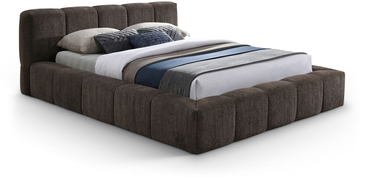 Meridian Furniture Carlin Brown Chenille Fabric Full Bed