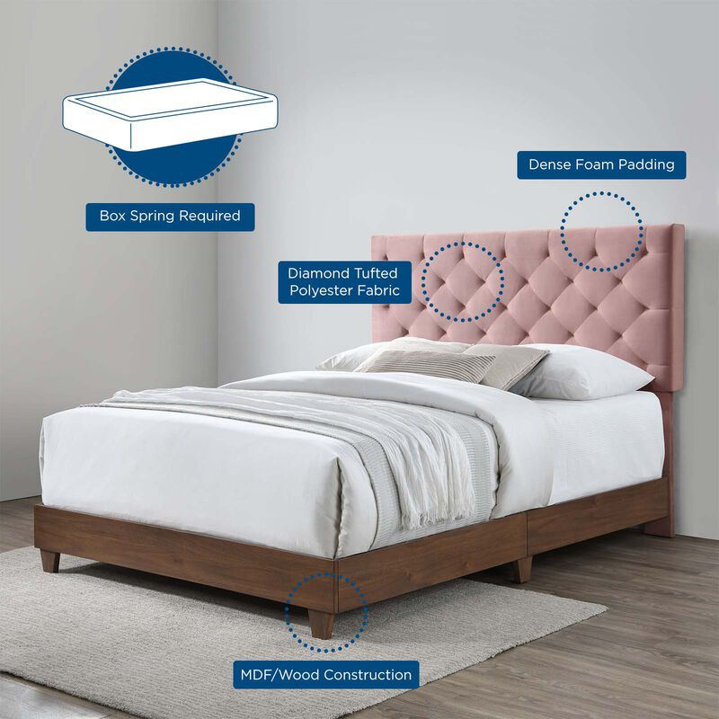 Modway - Rhiannon Diamond Tufted Upholstered Performance Velvet Queen Bed image number 3