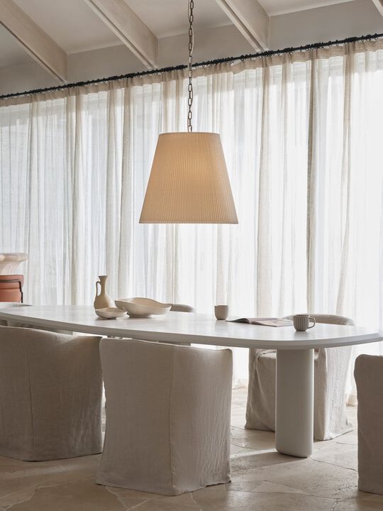 Beacon Lighting Amici 3-Light Pendant Light with Pleated Linen Shades Modern Ceiling Pendant