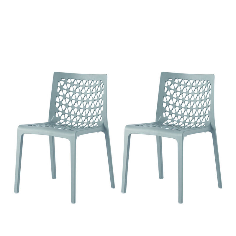 HomeRoots Set of Two Baby Blue Heavy Duty Plastic Outdoor Stacking Dining Chairs image number 0