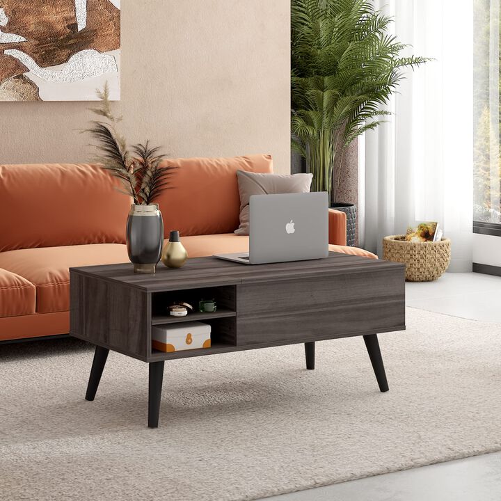 WLIVE Lift Top Coffee Table with Storage for Living Room,Small Hidden Compartment and Adjustable Shelf,Mid Century, Modern ,Wood