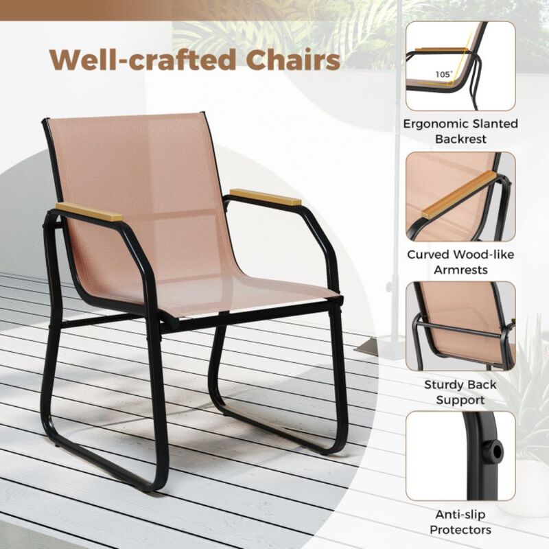 Hivvago 5 Pieces Patio Dining Set with Rectangular Table and Fabric Chairs image number 4