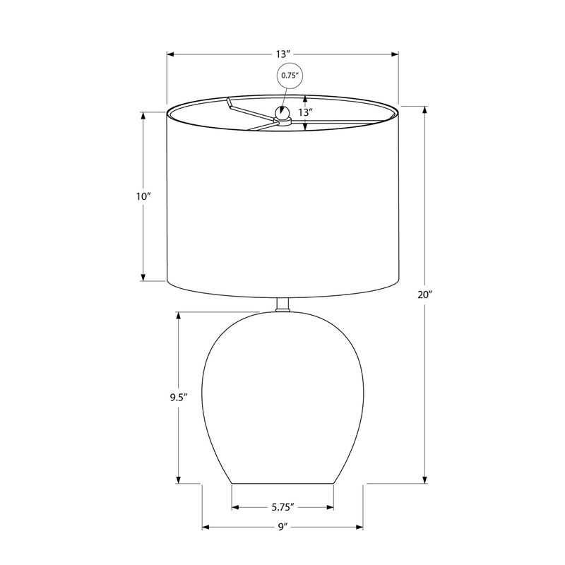 Monarch Specialties I 9626 - Lighting, 20"H, Table Lamp, Grey Concrete, Ivory / Cream Shade, Contemporary