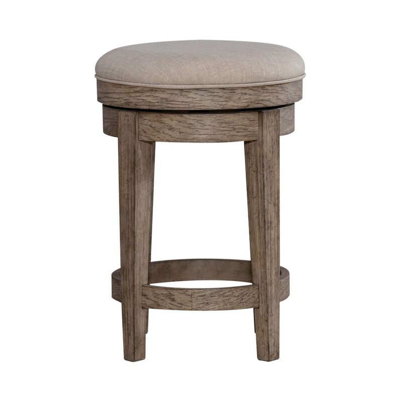 Liberty Furniture City Scape Upholstered Console Swivel Stool 25" Burnished Beige Oak image number 1