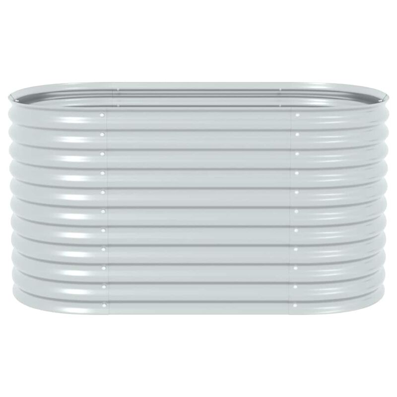 Eline Outdoor Raised Garden Bed, Silver Steel, Ribbed Design, 63 Inch image number 1