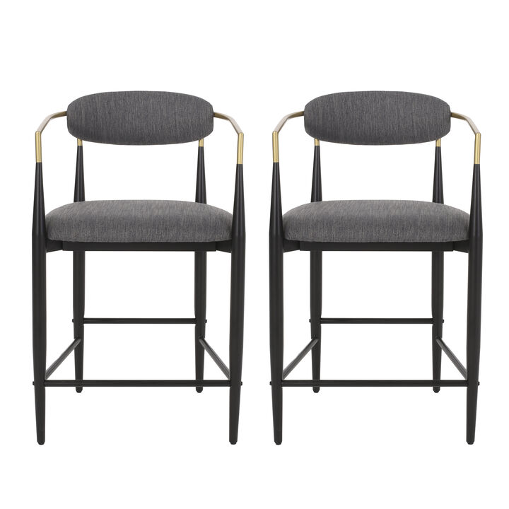 Christopher Knight Home Faraday Modern Fabric Upholstered Iron 25 Inch Counter Stools (Set of 2)
