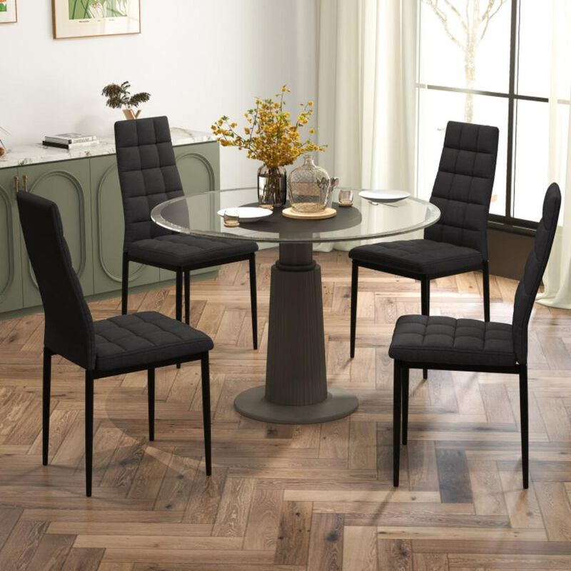 Hivvago Set of 4 Fabric Dining Chairs Set with Upholstered Cushion and High Back image number 2