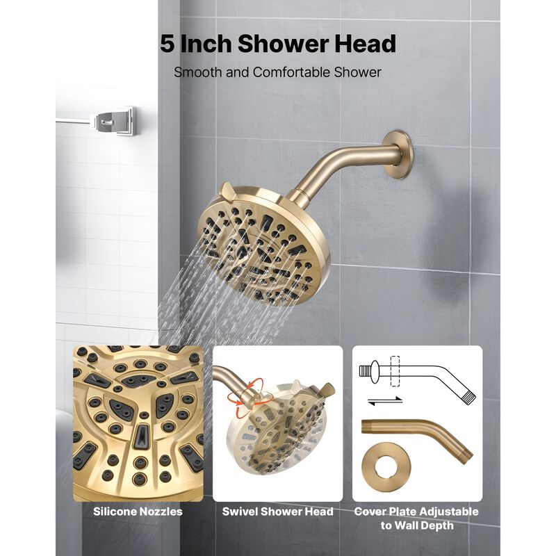 Complete Tub Shower Set with Rainfall Head, Handheld Spray and Tub Spout image number 5