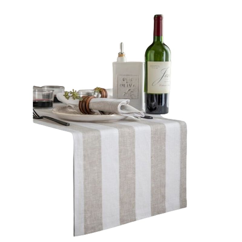 Solino Home 100% Pure Linen Table Runner - Cabana Stripe