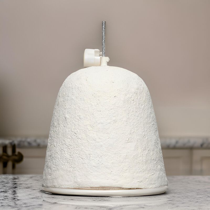 Zoe 96 Inch Pendant Chandelier, Modern Bell Shape Paper Mache, Beige - Benzara image number 5