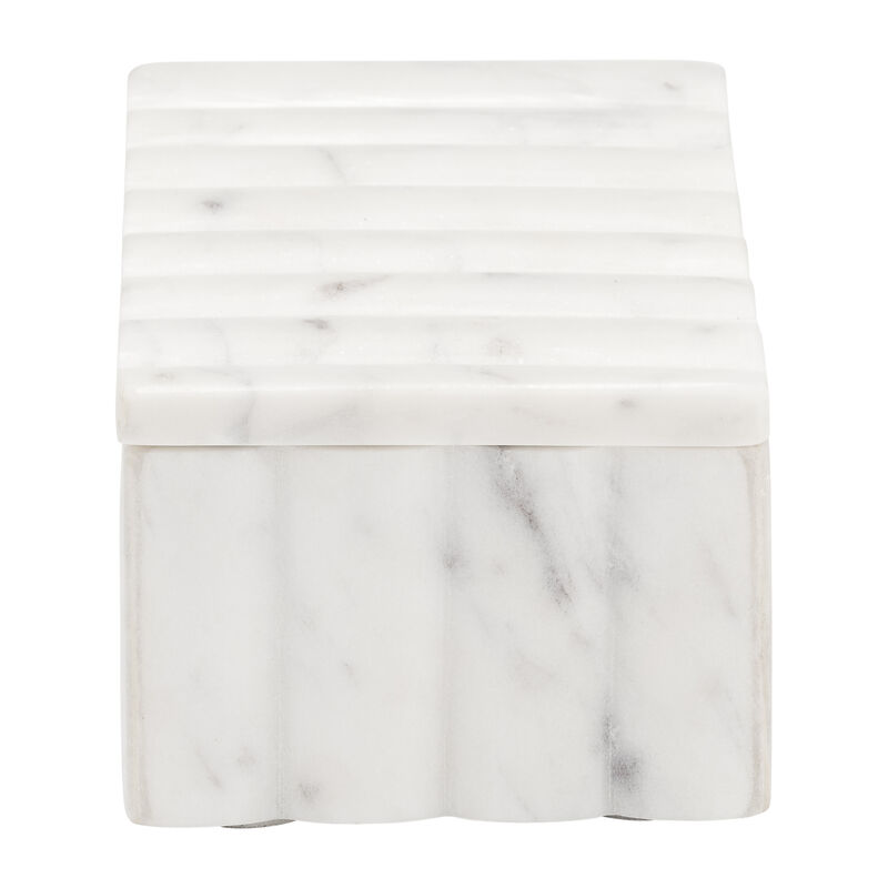 7x4" Marble Ridged Box, White image number 3