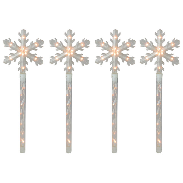 4ct Snowflakes Christmas Pathway Marker with Lawn Stakes - Clear Lights